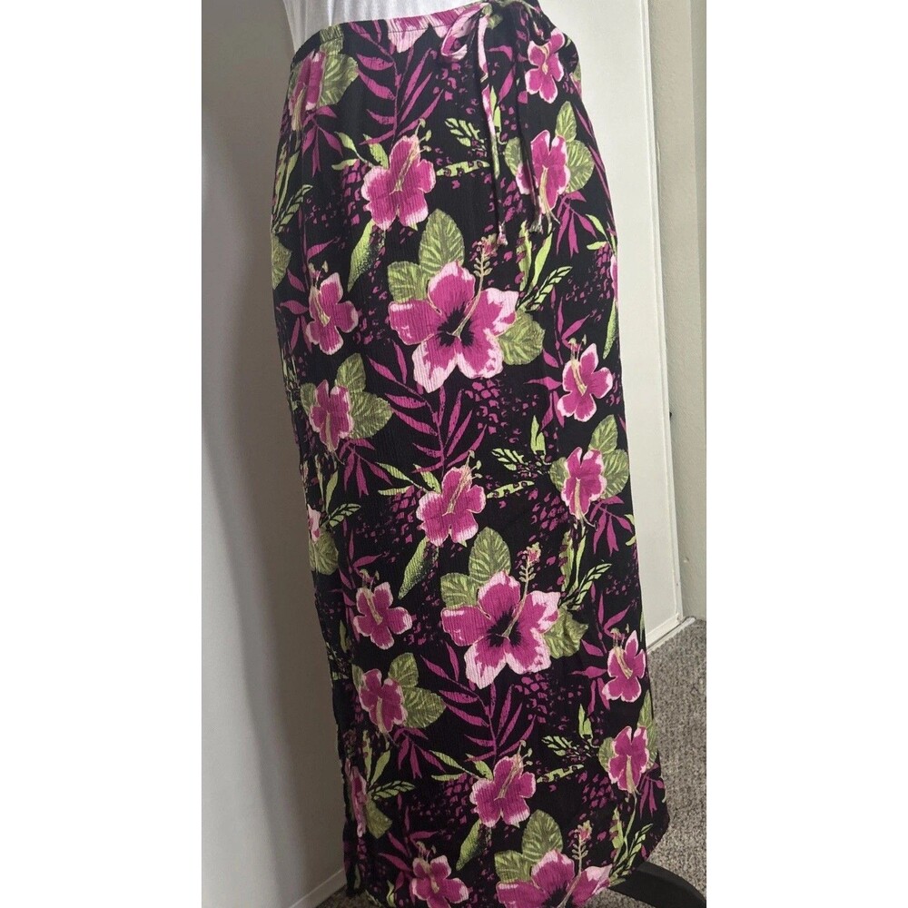 Vtg 90s Kathy Lee Pink Hibiscus Skirt Sz L Tropigoth Beachwear Vacation